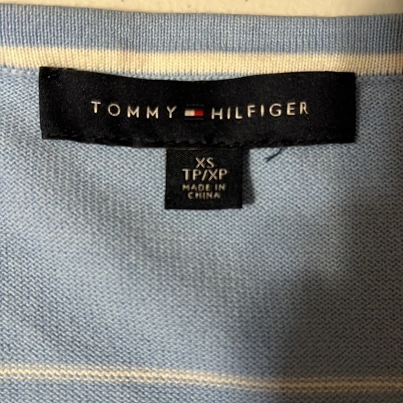 Tommy Hilfiger v neck sweater, blue stripes, XS - Picture 4 of 5
